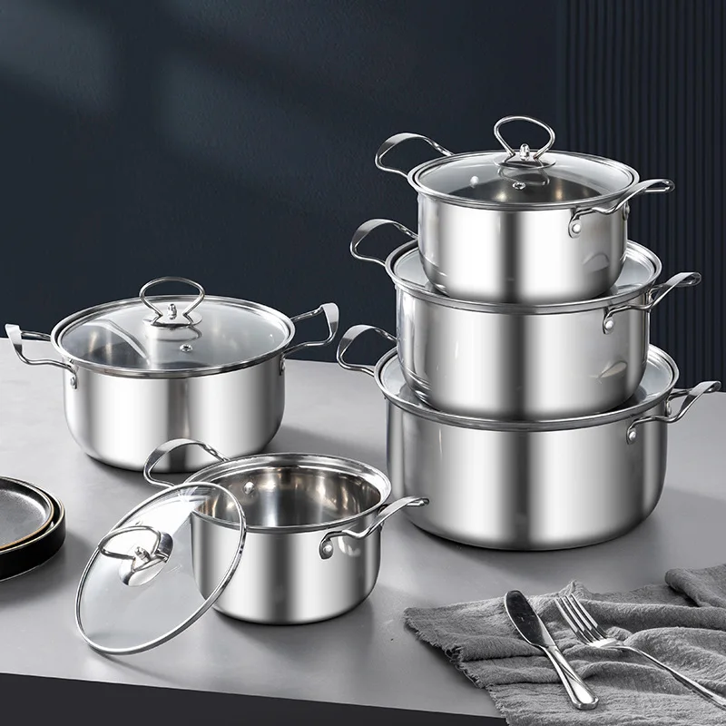 Stainless steel pots and pans stainless steel soup pot set Southeast Asia hot selling soup pot kitchen pots and pans