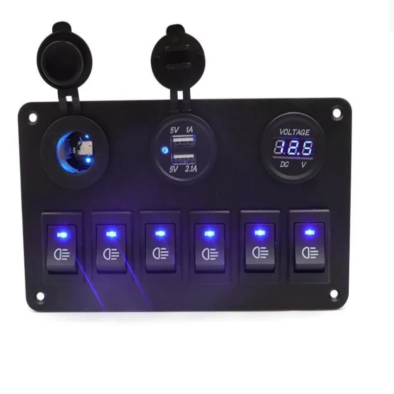 

Modified car charging switch combination panel, car RV yacht fast charging voltmeter, power socket