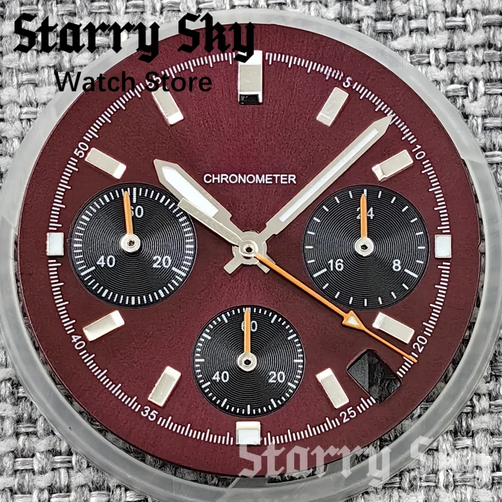 Starry Sky 30mm High Quality Red Panda Watch Dial Green Luminous Watch Hands Suitable For VK63 Quartz Movement Watch Accessories