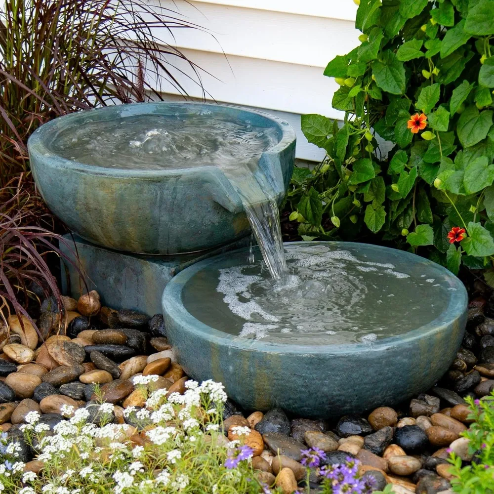 19 inch / 21 inch Dia (49/52 cm) Spillway Bowl and Basin Kit Outdoor Fountain, Patina