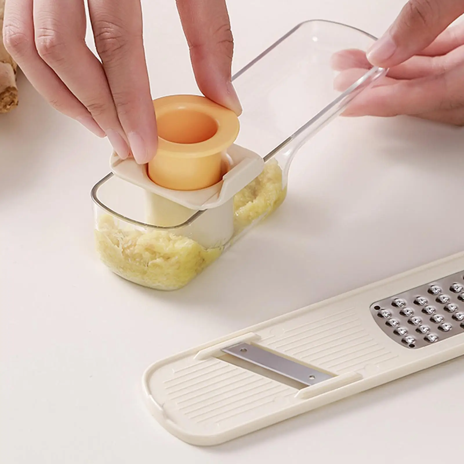 

Stainless Steel Garlic Slicer 3 in 1 Manual Ginger Grinder Multi Functional Kitchen Tool for Home Veggie Food Prep