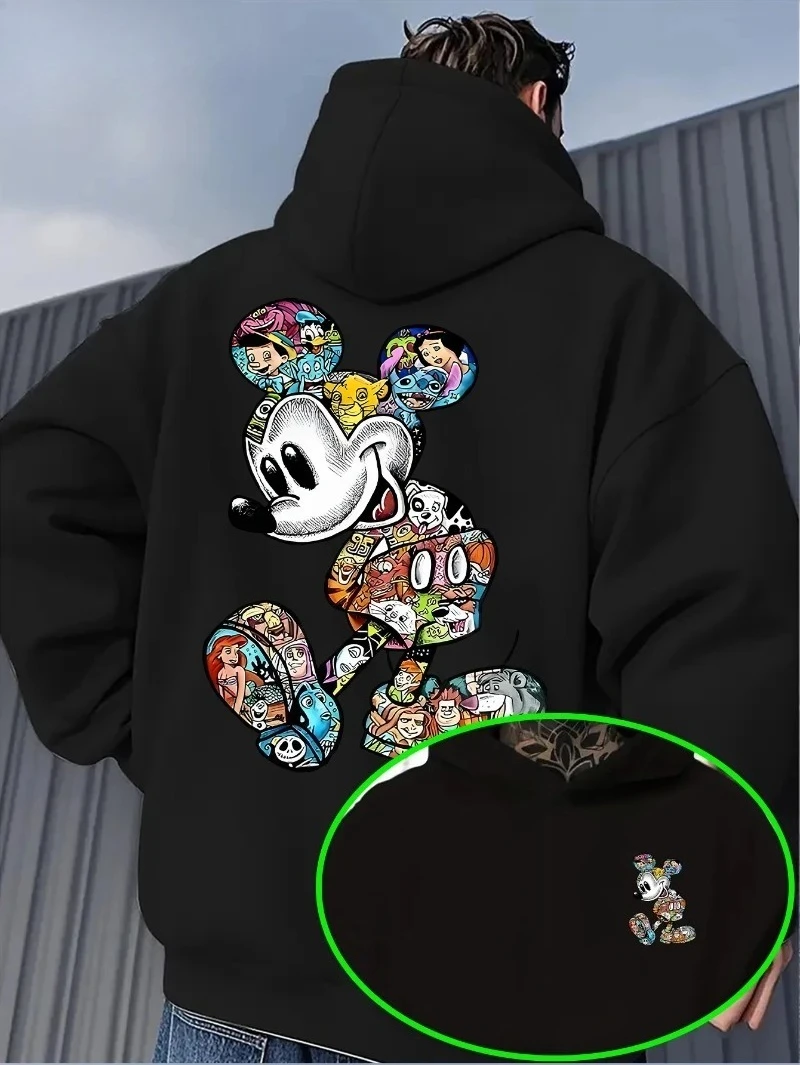 

2025/26 Hot Selling Fashion New Hooded Sweatshirt Gray Mickey Mouse Evolution Casual Men's and Women's Pullover Shirt Large Size
