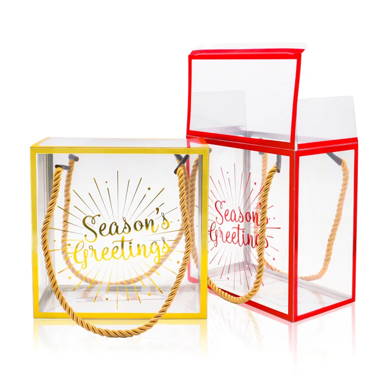 10 00piece.Custom.Custom Design Square Small Wedding Favor Box Transparent Party Rose Golden Plastic PVC Packaging Bo