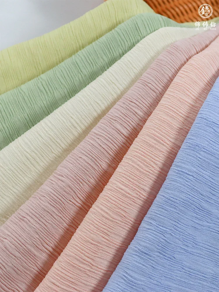 Elastic Irregular Pleated Fabric By The Meter for Needlework Skirts Dress Shirts Diy Sewing Soft Breathable Plain Designer Cloth