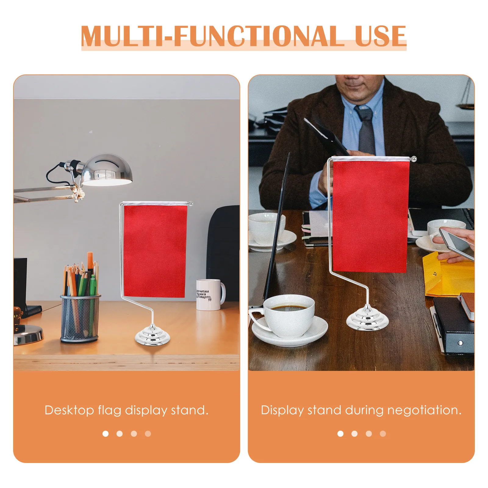 Alloy Desktop Flag Stand Stable Wear Resistant Table Flag Holder for Office Negotiation Meeting Desk Conference Display Rack