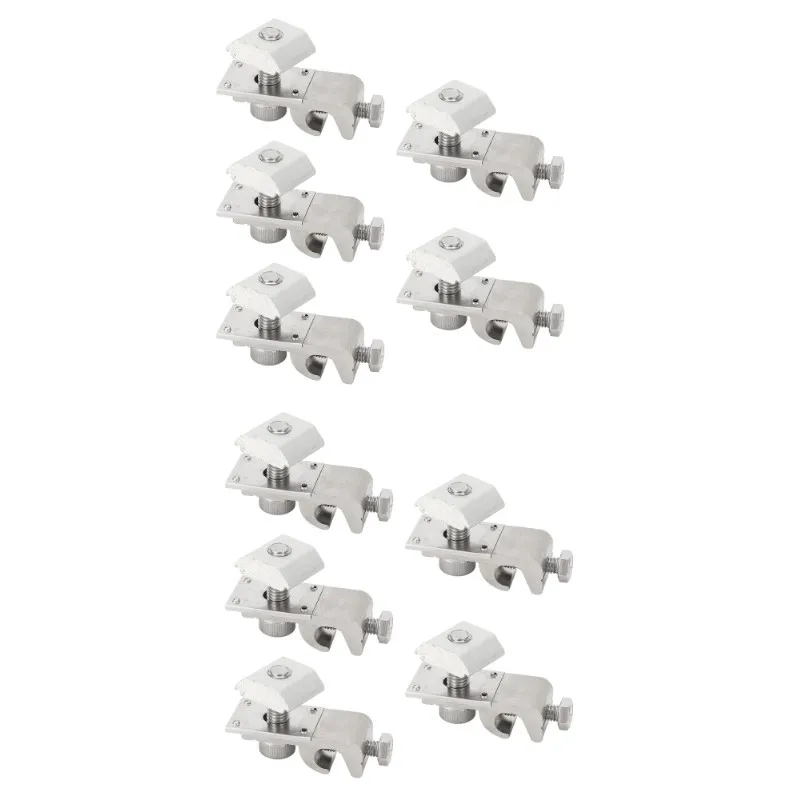 10pcs Solar Panel Grounding Lugs with Nuts and Bolts Earthing Ground Clip Cable Clamp PV Mounting System Metal Clips Cable Clamp