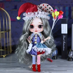 ICY DBS Blythe Clown series BJD dolls，colorful hair nude doll and set doll joint body the gift for boy girl