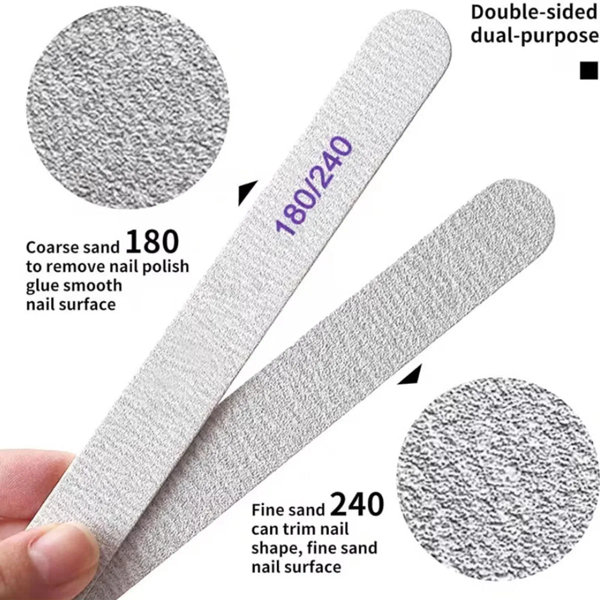 Reusable Circular Nail File With 180/240 Grit Coarse File Double-Sided Nail Sanding Board Polishing Nail Polish Strip Tool