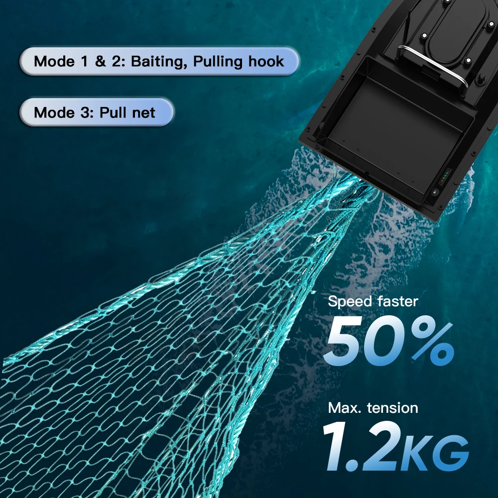 D12F 18000mAh Fishing Bait Boat 400-500M Wireless Remote Control Fast Fishing Feeder Boat 1.5KG Load for Pull the Fishing Net