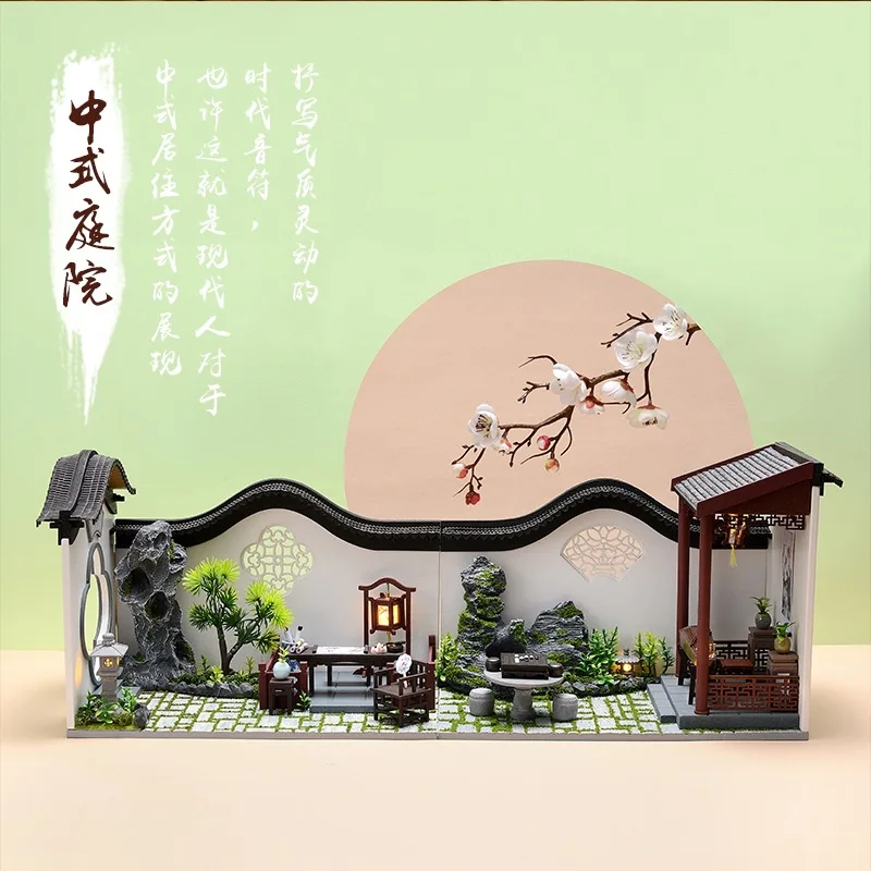 NEW DIY Antique Cottage Wooden Handmade Doll Houses Courtyard Chinese Style Building Yard Model with Furniture Girls Gift Toys