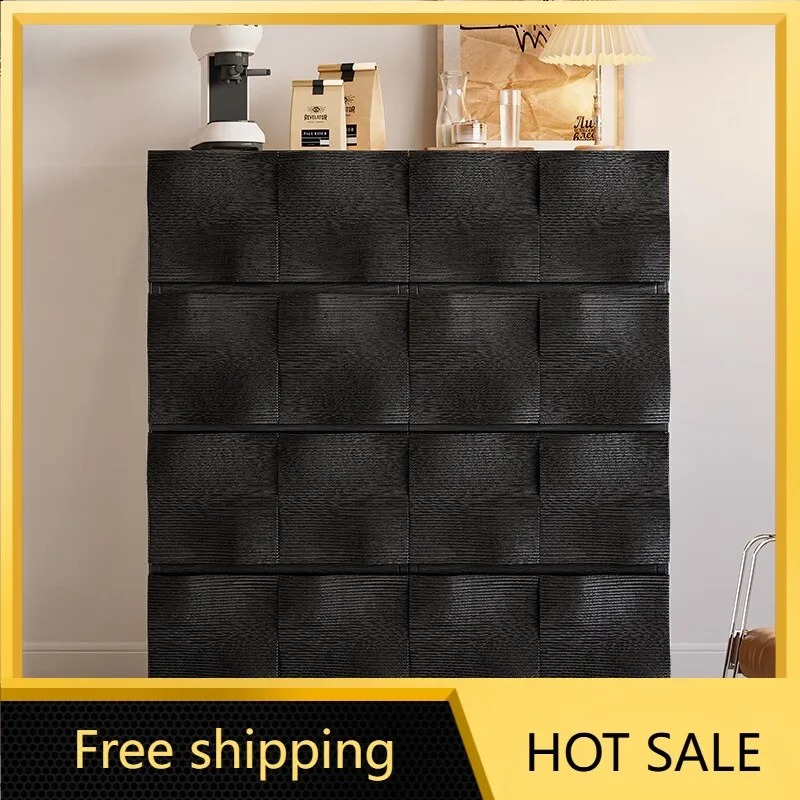 Factory Direct Sales Medieval Solid Wood Retro Ripple Cabinet Card Cabinet Storage Living Room Storage
