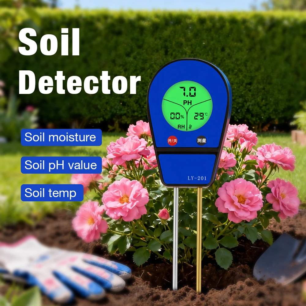Handheld Soil Detector Multiple Soil PH/Temperature Humidity/Fertility Meter Soil Moisture Analyzer Gardening Planting Helper