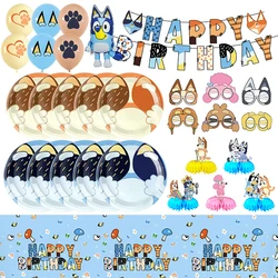 Bluey Birthday Party Decoration Tableware Tablecloth  Banner Bluey And Bingo Balloons Party Supplies Favors For Kids Birthday