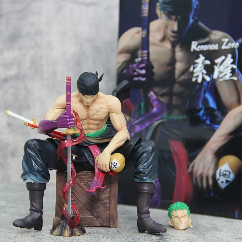 วันพีช โซโลอะนิเมะรูปนั่งโรโรโนอา โซโลแอ็คชั่นฟิกเกอร์ 2 หัวรูปปั้นพีวีซีคอลเลกชันห้องตกแต่งของเล่นของขวัญ