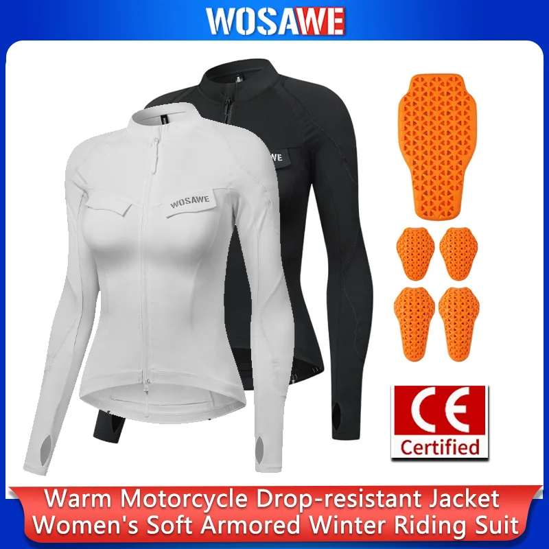 

WOSAWE Warm Motorcycle Armor Jacket For Women Anti Fall Motorcycle Soft Armor Winter Motorbike Riding Protective Jacket