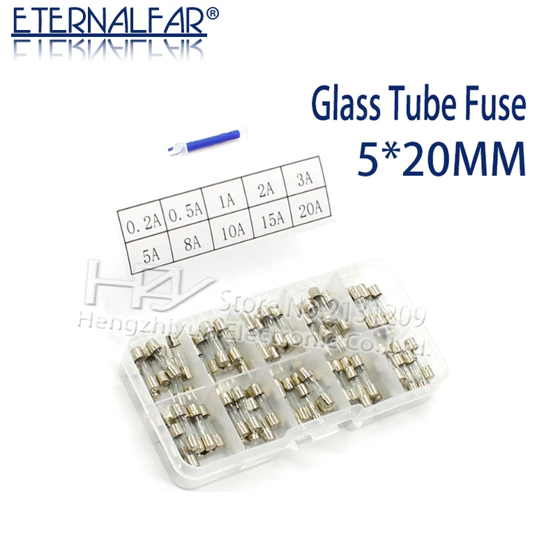 

100 200Pcs Set 5x20mm 0.5A 1A 2A 3.15A Quick Blow Glass Tube Fuse Assorted Kits,Fast-blow Glass Fuses,fuse wire 5*20mm diy kit