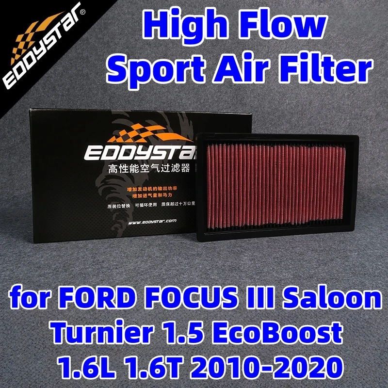 

Спортивный воздушный фильтр с высоким расходом для FORD FOCUS III Saloon Turnier 1.5 EcoBoost 1.6L 1.6T 2010-2020, моющиеся гоночные впускные фильтры