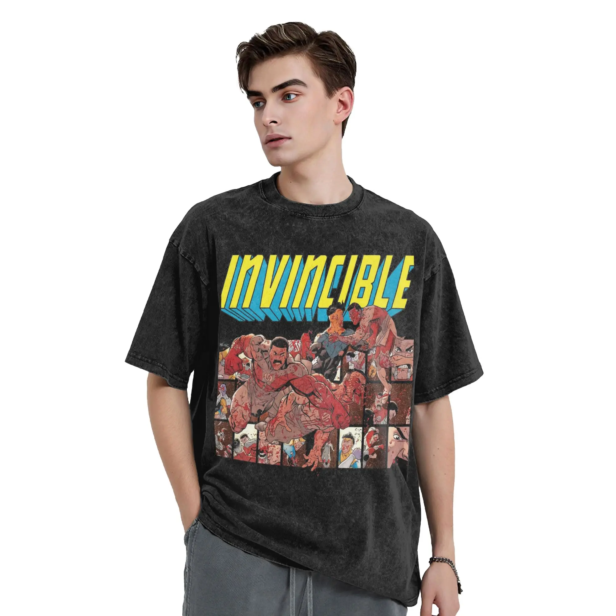 Invincible Viltrumite Empire T Shirts Washed Short Sleeve Harajuku T-Shirt  Vintage for Men Women Streetwear Printed Tops Tees