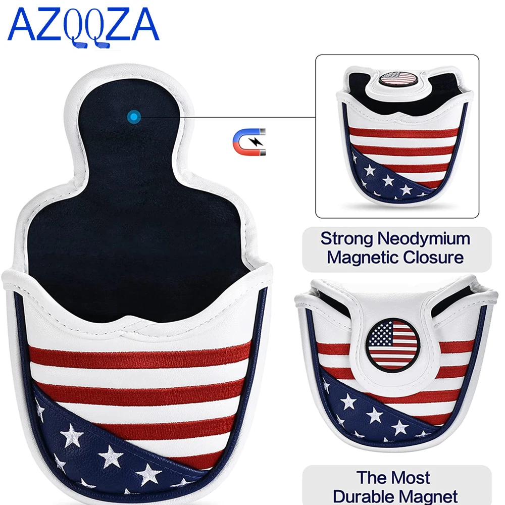 

USA Mallet Putter Cover Headcover Stars and Stripes Eagle Flag Design Magnetic Closure Fit All Putters