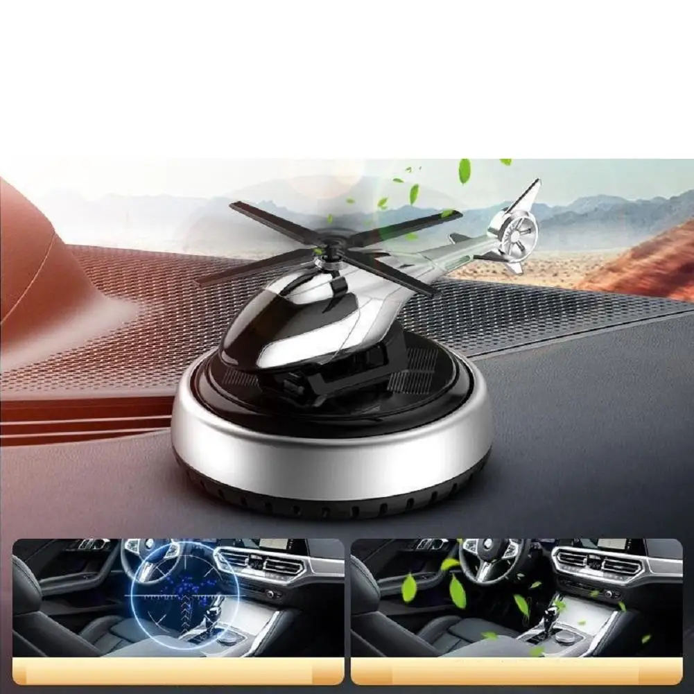 Car Air Freshener Helicopter Solar Powered Plane Fragrance Diffuser Ornament Perfume Auto Accessories(Notice:NO LOGO)