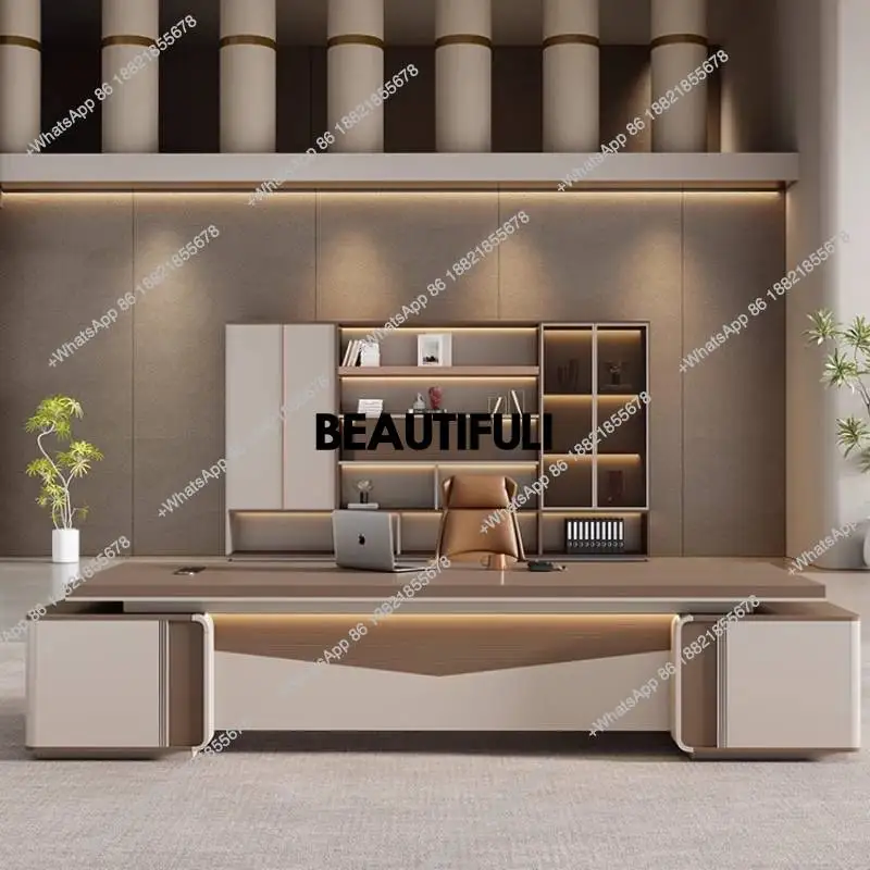Big Designer Executive Office Desk Strong Brown Large Modern Computer Desks Standing Drawers Mesas De Escritorio Furniture