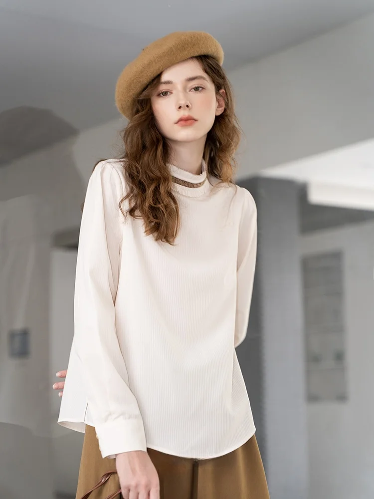 

Loose Women's Base Layer irt Design Sense Small ence New Spring Autumn Sweater Head Design Polyester Fiber Long Sve