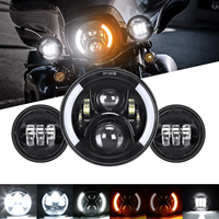 7 inch LED Motorcycle Headlight Amber Turn Signal 4.5 inch Fog Light for Harley Classic Electra Heritage Softail H4 Headlamp