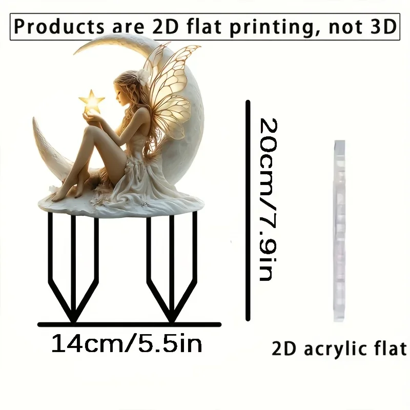 1PC Moon Fairy Garden Wooden Pile Decoration, Outdoor Courtyard Art, Perfect Home Decoration and Creative Birthday Gifts