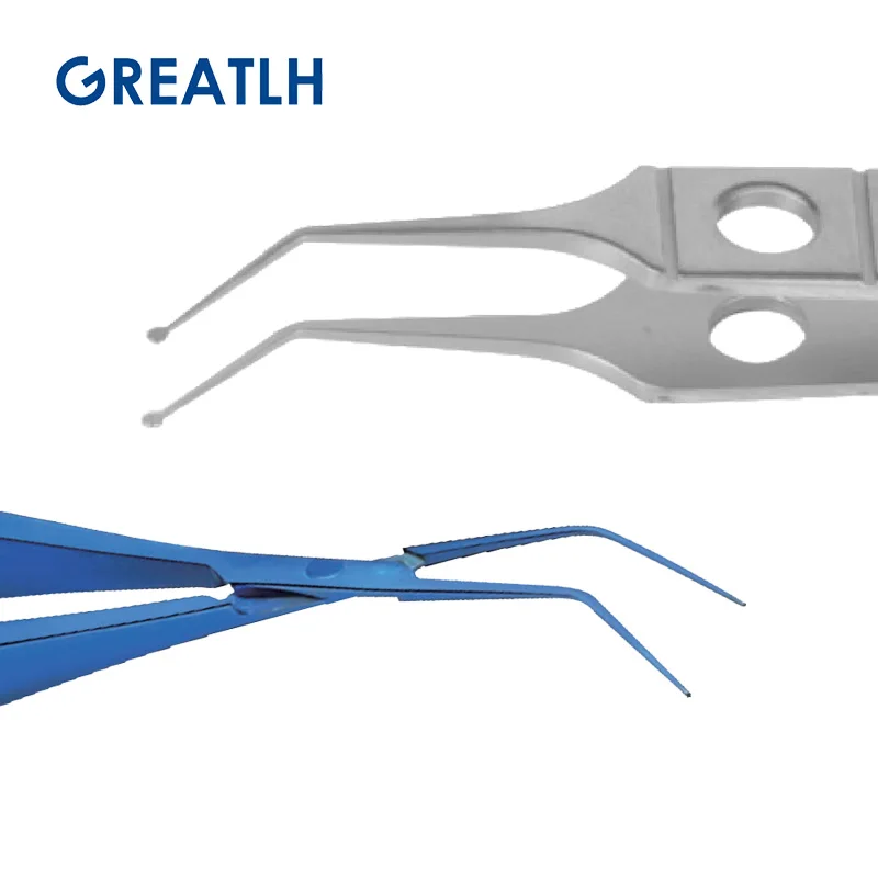 Lens Forceps Angled Shafts with 1.0mm Round Tip Forceps Titanium/Stainless Ophthalmic Instrument