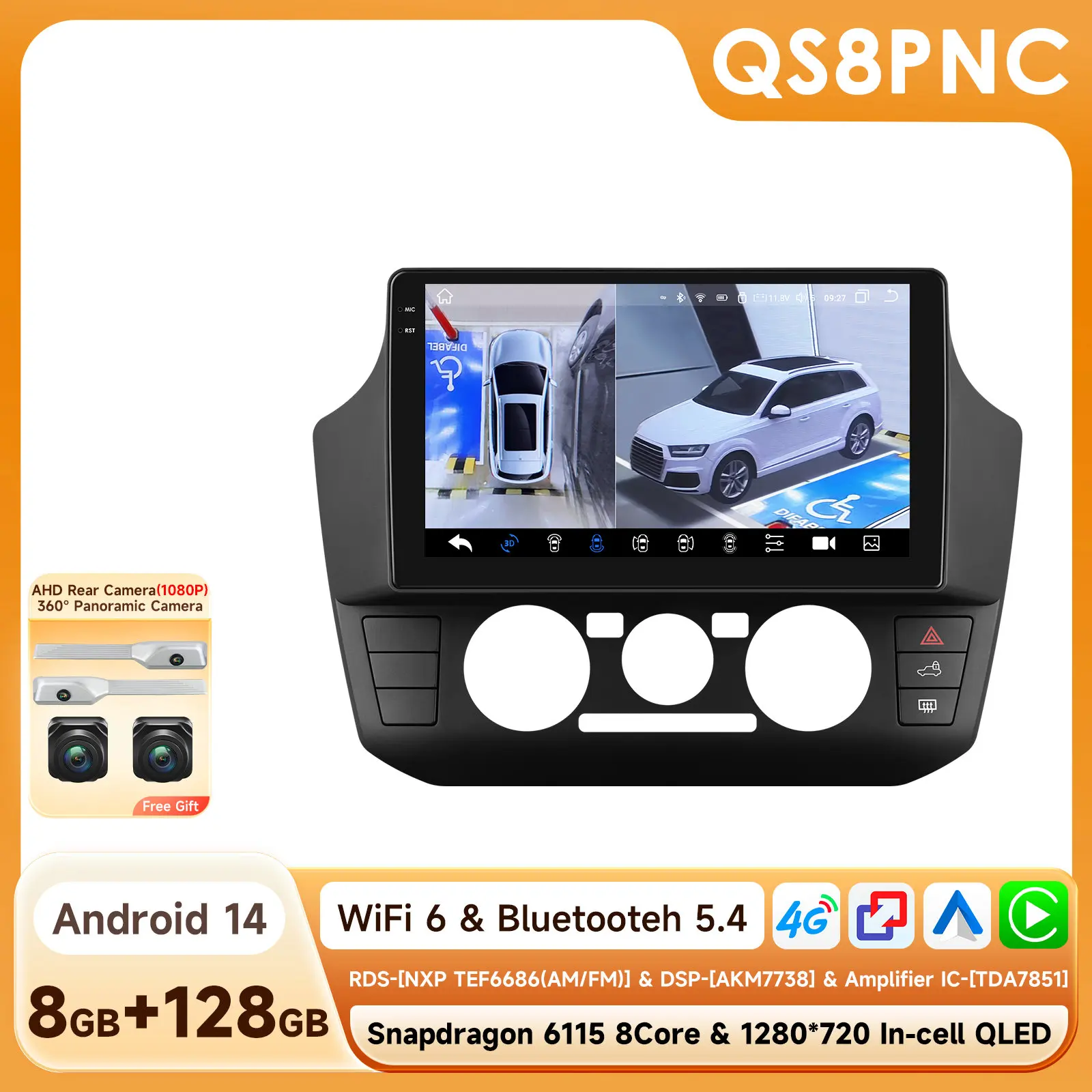 CarPlay Android Auto autoradio voor Volkswagen UP 2017 - 2023 handmatige airco GPS intelligente systemen stereo multimedia autoradio 6115 - afbeelding 1
