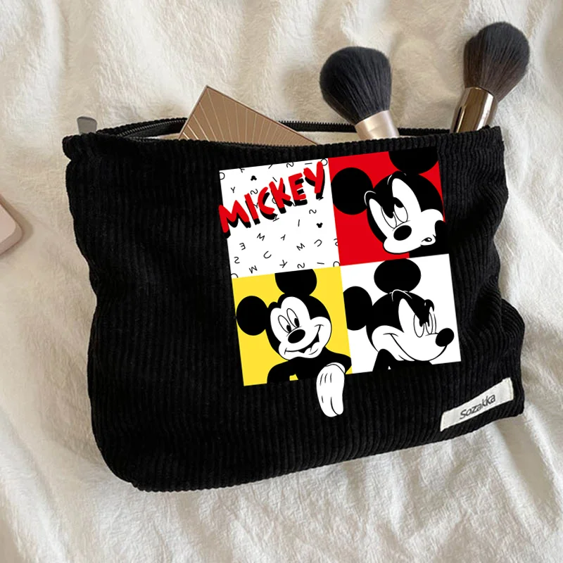 Mickey Minnie Mouse Cosmetic Storage Bag Large Capacity Travel Makeup Brush Holder Portable Disney Cosmetic Bag Washing Pouch