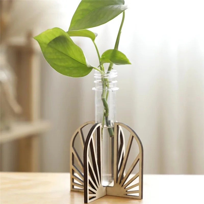 A11E-Plant Reproductive Tube Hollow Solid Wood Plant Shelf Wooden Desk Table Home Decoration