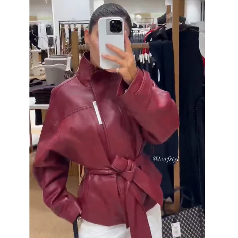 PU leather Women's Jackets & Coats 2026 Autumn New Fashion Turtleneck Elegant Women's Warm Jackets Fall Chic Youth Street Coats