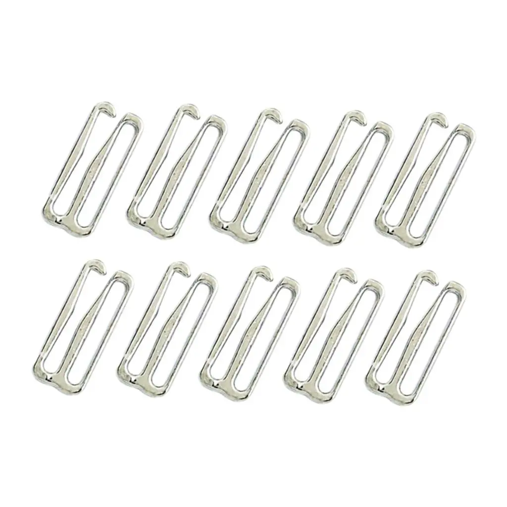 Bra Hook - 10-Pack Bra Strap Hook Replacement, Bra Slide Hooks for Swimsuits, Lingerie, Bras, Silver, 1 Inch, 25 mm Wide