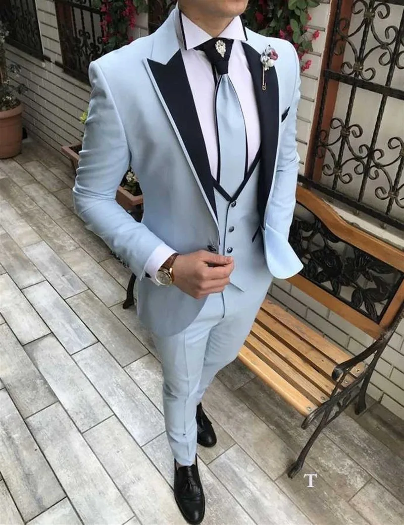 Men Suits 3 Pieces Slim Fit Business Gentleman Suits Groom Noble White Tuxedos For Formal Wedding Suit (Blazer+Pants+Vest)