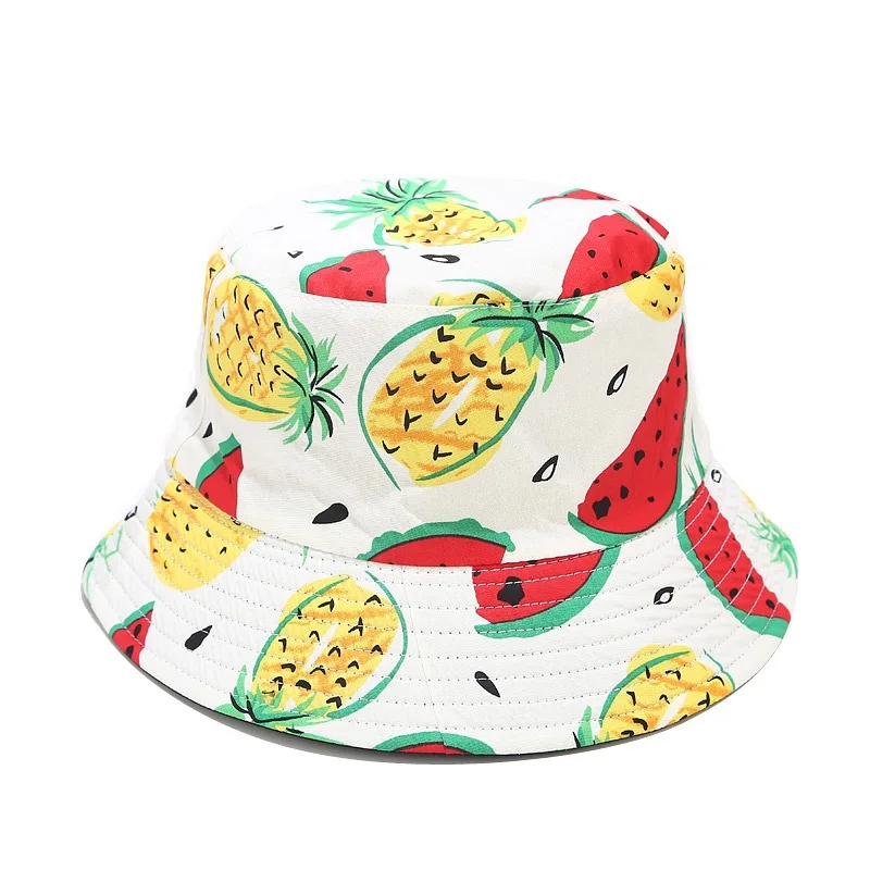 

watermelon bucket hat hip hop cotton fruit summer sunhat outdoor men fisherman panama reversible fishing beach bob dropshipping