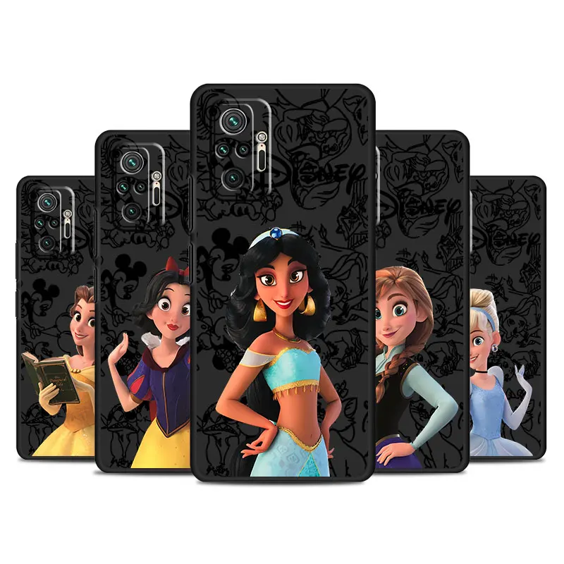 Case for Xiaomi Redmi Note 11 12 13 Pro Plus 9S 12S 9 8 12C A1 7 10C 8T 13C Soft Funda Back Phone Cover Disney Princess Shell