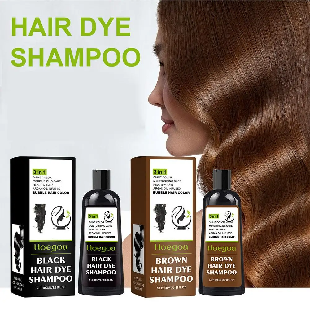 Hair Dyeing Plant Bubble Hairdressing Shampoo Grey Hair Cover Gentle Moisturize Clean Coloring Protection Hair Herbal Ingredient