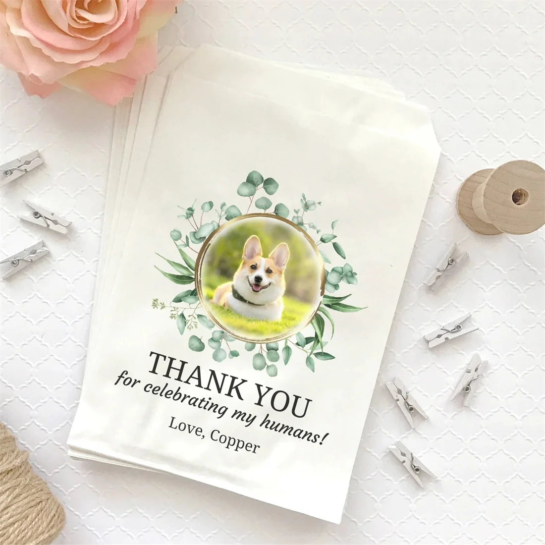 

50pcs Dog treat bag - Wedding doggie bag - Wedding doggy bag - Wedding dog treat bag - Thank you for celebrating my humans