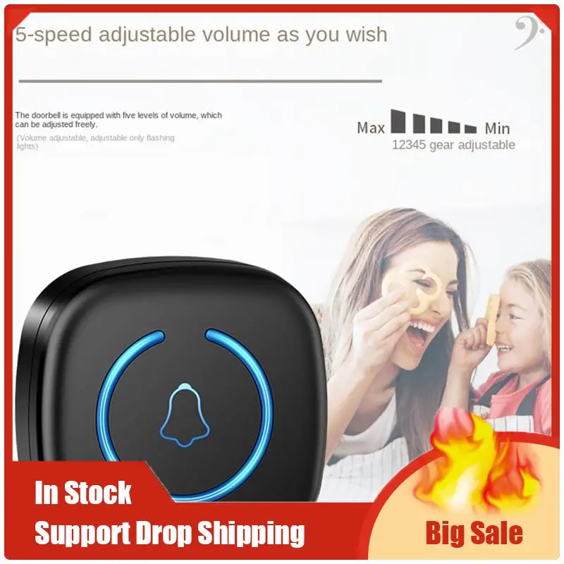 Top Deals Wireless Doorbell Intelligent Welcome Door Bell 300M 60 Songs Melodies Home Smart Doorbell