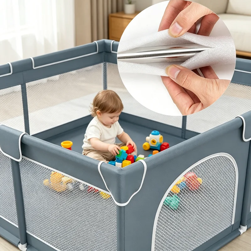 IMBABY 150*180cm Mata do zabawy dla niemowląt, ciemnoszara, piankowa ochrona, duży kojec dla dzieci z bramką…