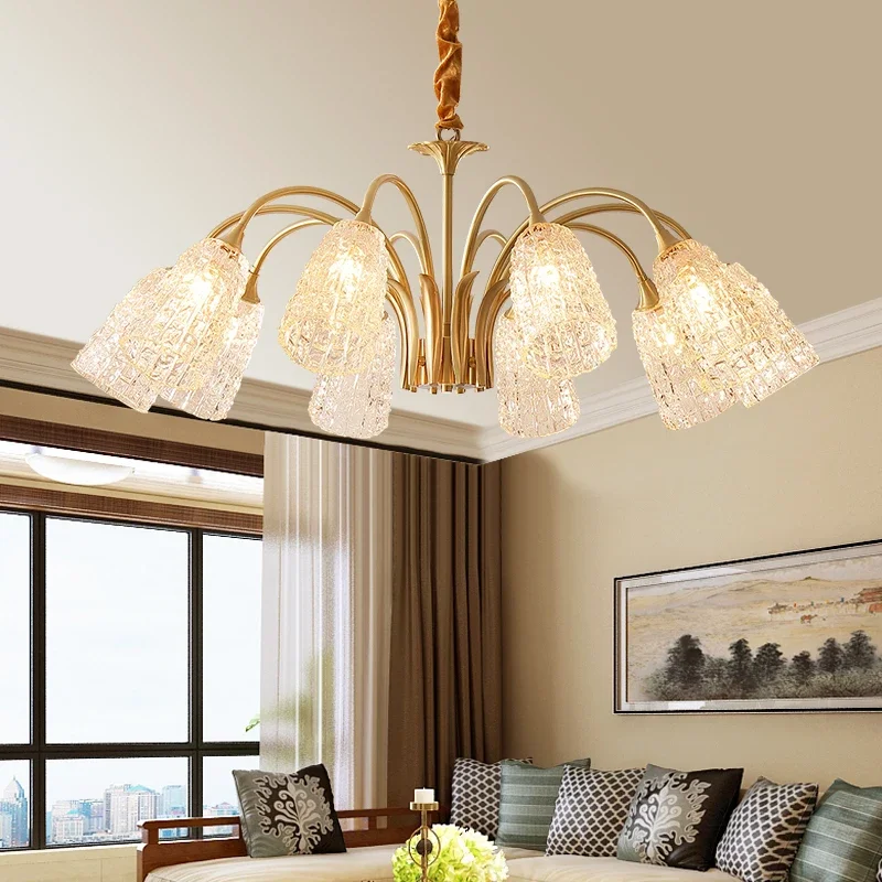 

Modern Luxury Brass Glass Chandelier Suitable for Restaurantsa Living Room A Living Room Interior Lighting Hanging Fixture