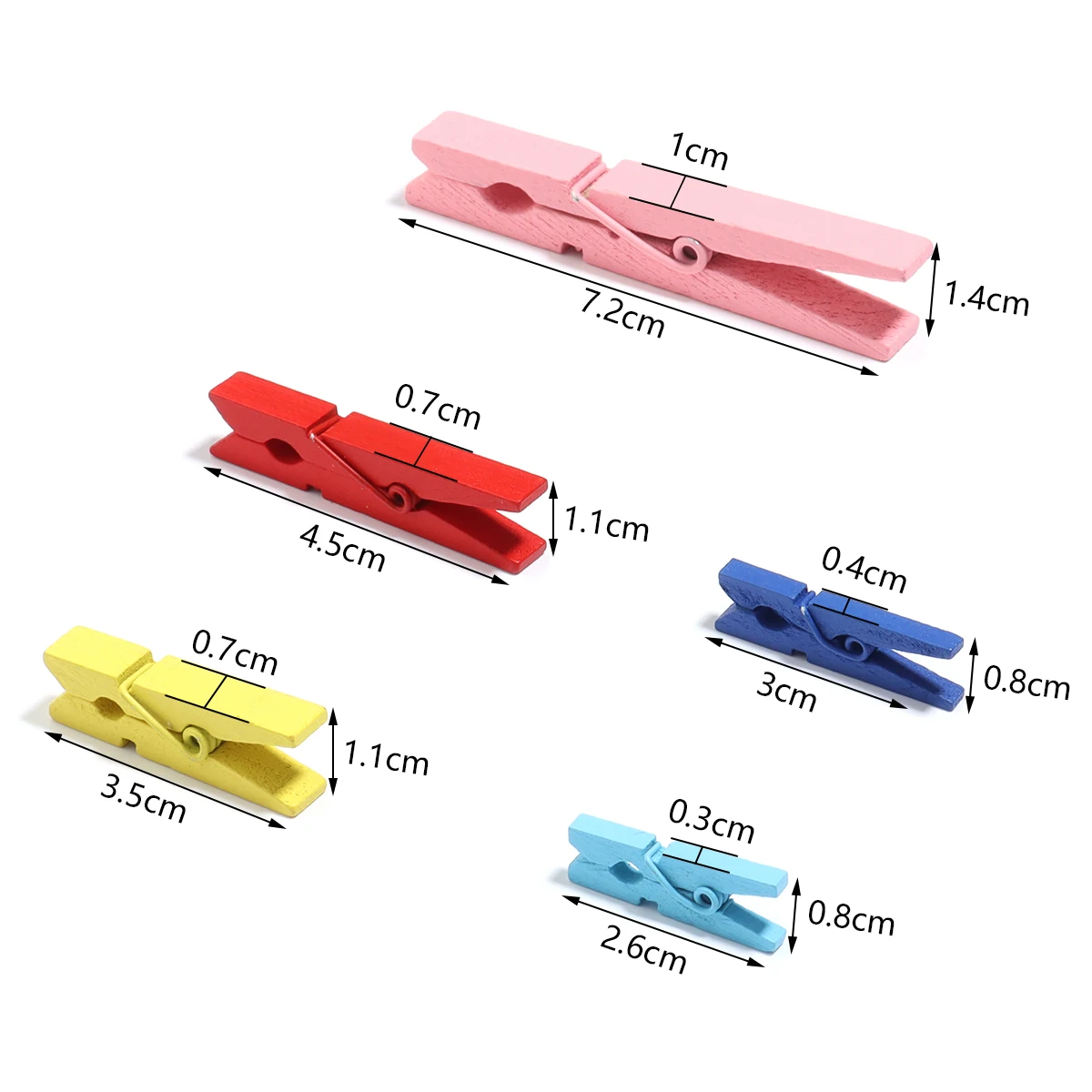 20-50Pcs Colored Wooden Clips Multi-size Wood Clamps Multi-use Home Supplies Fit DIY Book Photo Clip Garment Sewing Aid Clip