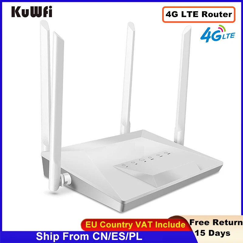 Kuwfi 4G Lte Router 300Mbps Draadloze Hotspot Cpe Unlocked CAT4 4G Wifi Router Met Externe Antenne Sim card Slot 2 Wan/Lan RJ45