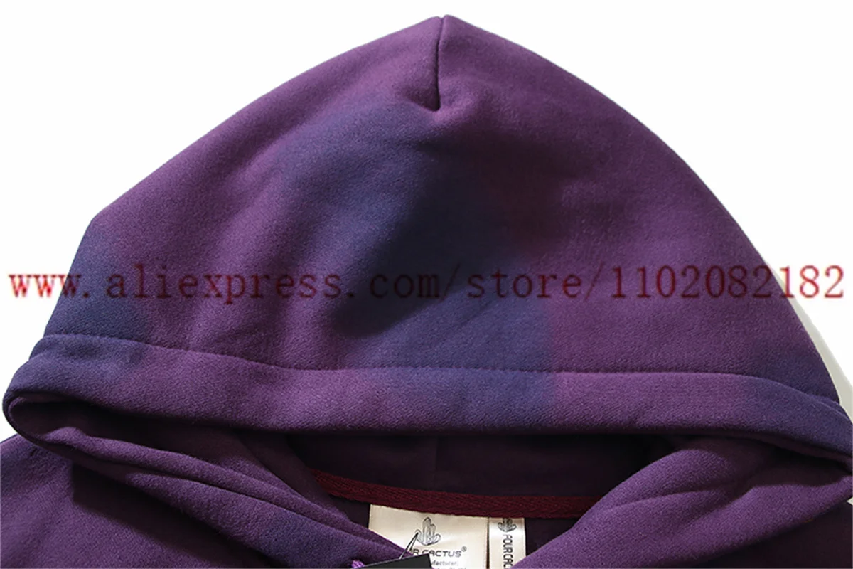 Street Retro Purple Distressed Mud Dyed Hoodies Men Women Fashionable Hooded Sweatshirts