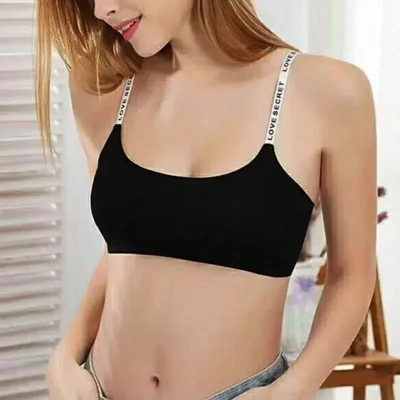 Damski aktywny biustonosz Casual Top Letters Print Strap Cotton Top Fitness Gym Jogging Sleep Bra Girl Wire Free Bandeau Paded Bra Tops