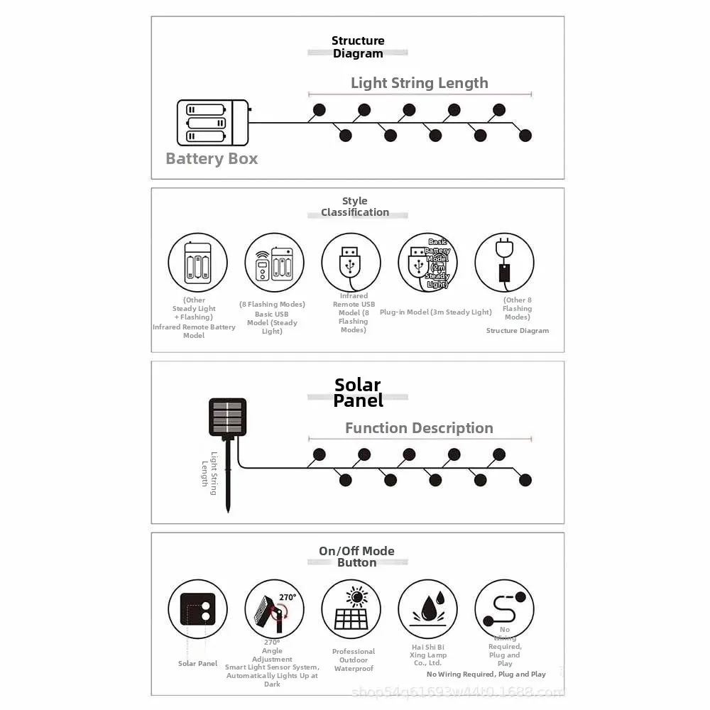 12m長のソーラークリスタルボールストリングライト、8つのモード、防水設計、LEDストリングライト、ソーラー式、100個のLEDライト
