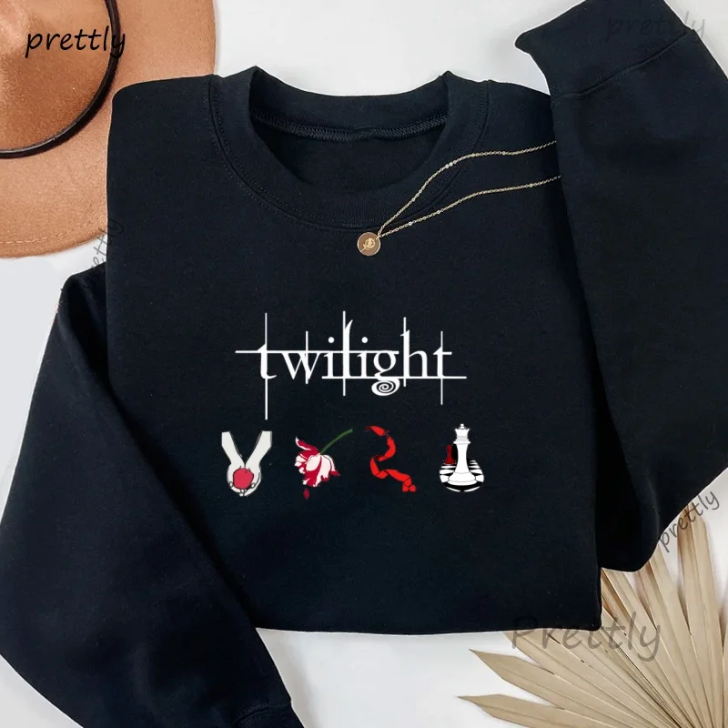 Twilight Sweatshirt & Hoodie Women Casual Twilight Saga Printed Crewneck Sweatshirt Book Lover Long Sleeve Hoodies Y2k Hoody