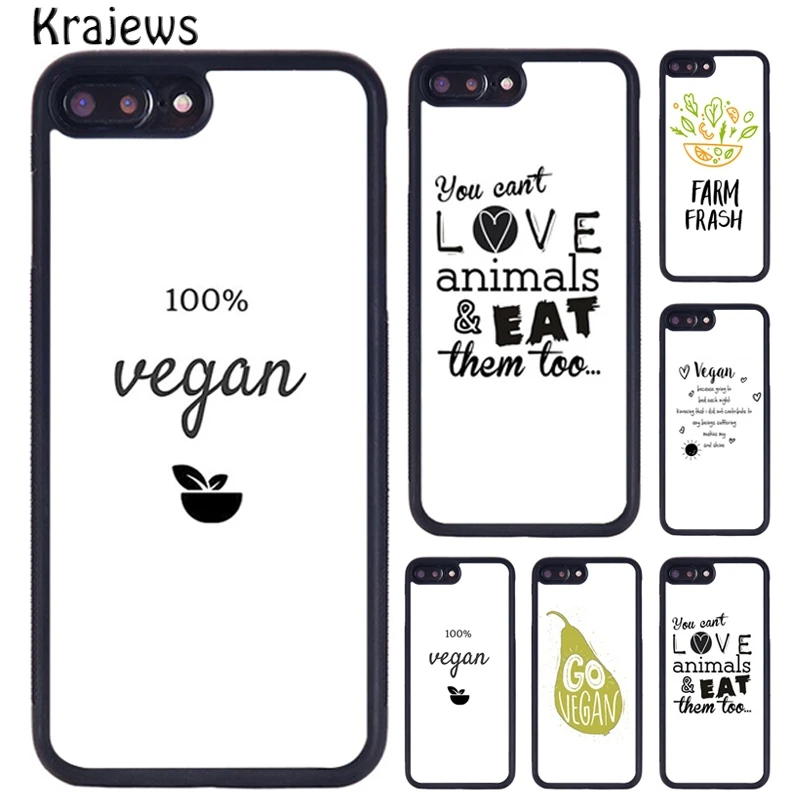 Krajews Vegetarian Quotes VEGAN FOOD Phone Cases For iPhone 16 15 14 XR XS 11 12 mini 13 Pro MAX Plus cover coque