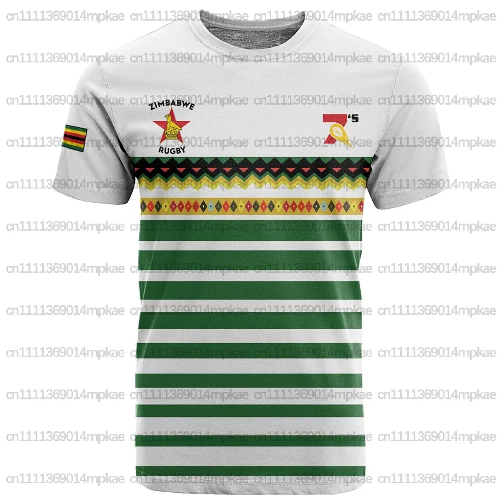 Summer Casual Sports Top, Men's Crew Neck Short Sleeve Comfortable Breathable Competition Training Zimbabwe Printed T-Shirt